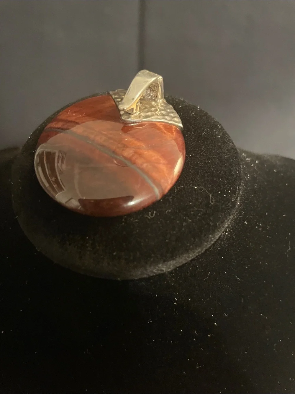 Whitney Kelly Round Red Tiger’s Eye Brooch Sterling Silver Accent